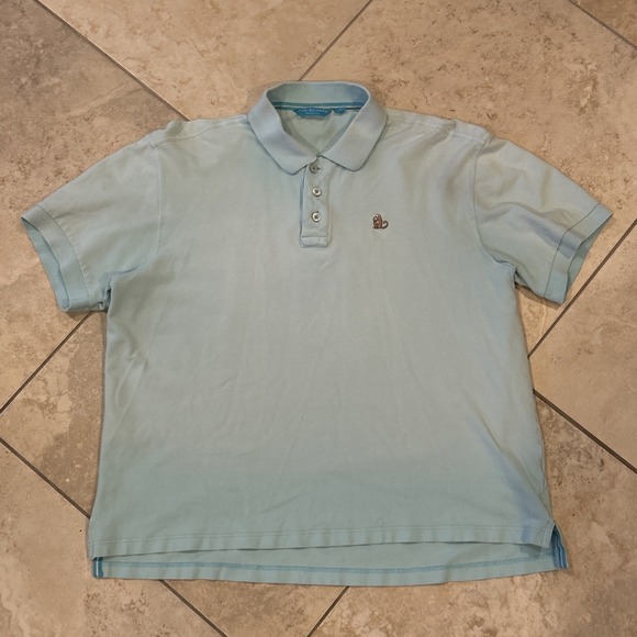 Tori Richard Honolulu Shirt Men Large Green Short Sleeve Polo Embroidered Monkey - Picture 2 of 8